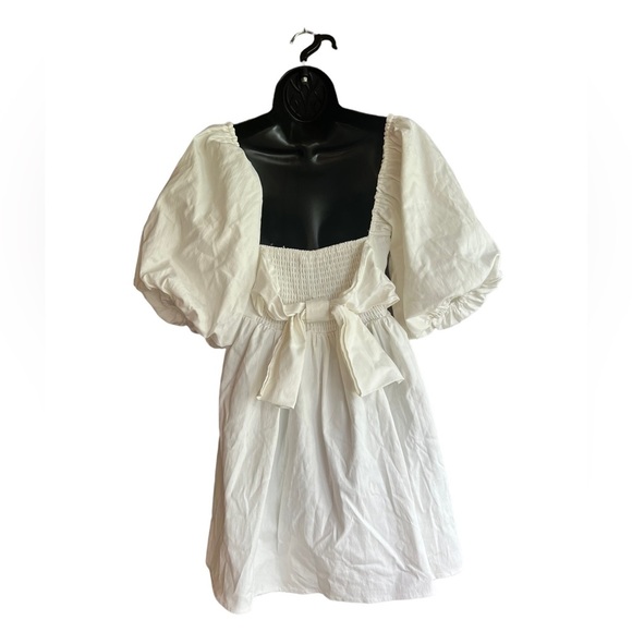 ✅7 For All Man Kind White Baby Doll Denim Dress - Picture 3 of 6